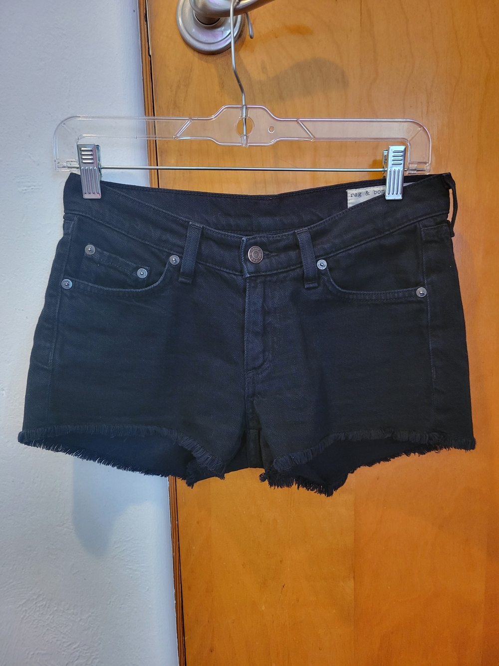 rag & bone Black Frayed Hem Denim Cutoff Shorts Size 24